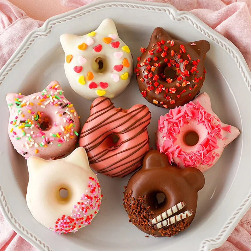 6 donuts non-stick donut pan 1 piece donut baking pan carbon steel donut mold cartoon panda donut baking pan bag