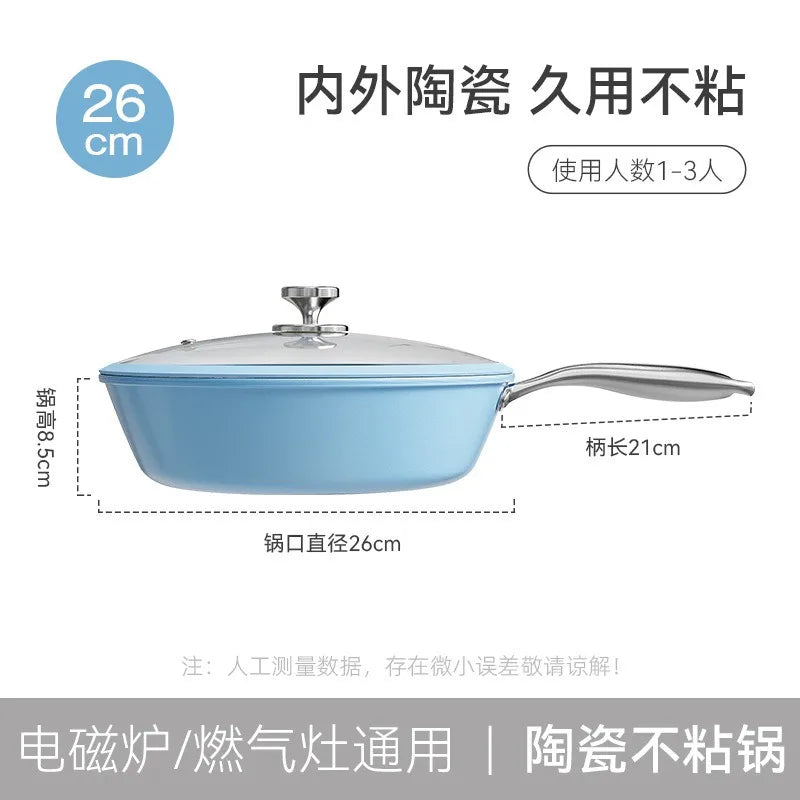 Blue ceramic frying pan, household non stick pan, frying pan, non picking stove, frying pan, wholesale