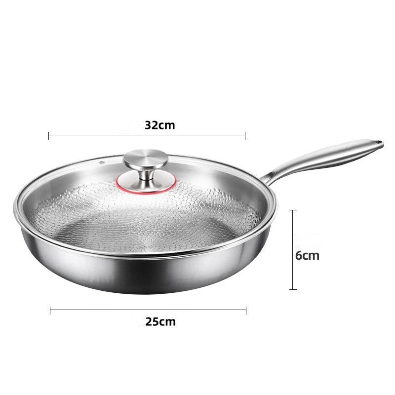 Titanium frying pan, flat-bottomed pan, non-stick pan without coating, household hammered-patterned pan, thick-cut steak pan