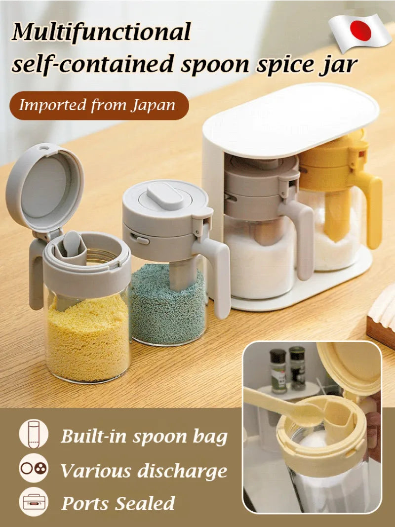 Sturdy Durable Glass Spice Jars, Kitchen Multi-Functional Airtight Seasoning Containers, Seal Lids for Freshness, for Home Use