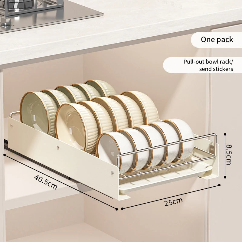 Drain Pull Out Dish Racks Slideable Stainless Steel Bowl Rack Cabinet Tray Storage Holder Kitchen Basket Plate Drain Shelf Rack