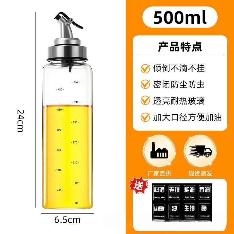 Oil Dispenser For Kitchen Accessory, Glass Storage Bottles for Oil and Vinegar, Cooking Seasoning Oil Bottle Sauce Bottle
