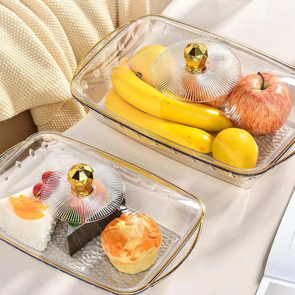 Plastic Dessert Plate Cake Fruit Platter Tray Fruit Tray with Clear Cover Cake Fruit Display Server Tray for Kitchen Birthday