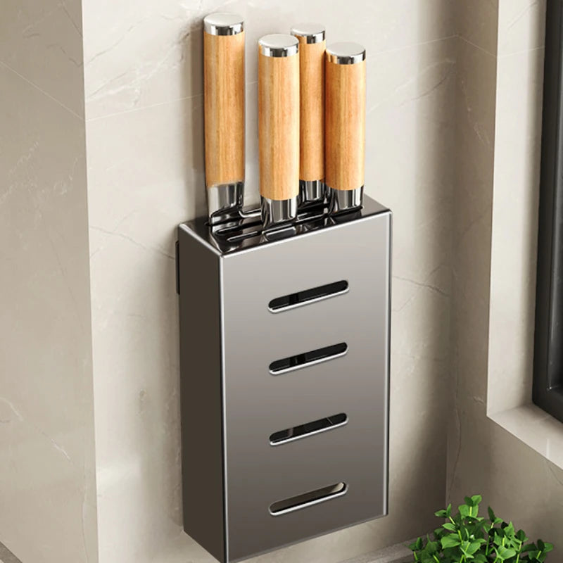 Kitchen knife storage box, knife holder, non-perforation, wall-mounted rack, kitchen items，kitchen accessories organizer