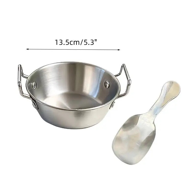 Superior Stainless Steel Food Serving Bowl; Handy Handle for Rice, Wine & Sauces