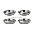 U55D 4Pcs Stainless Steels Serving Dishes Round Sauce Dipping Bowl Fruit Dessert Plate Serving Tray Flat Plate Dinnerware