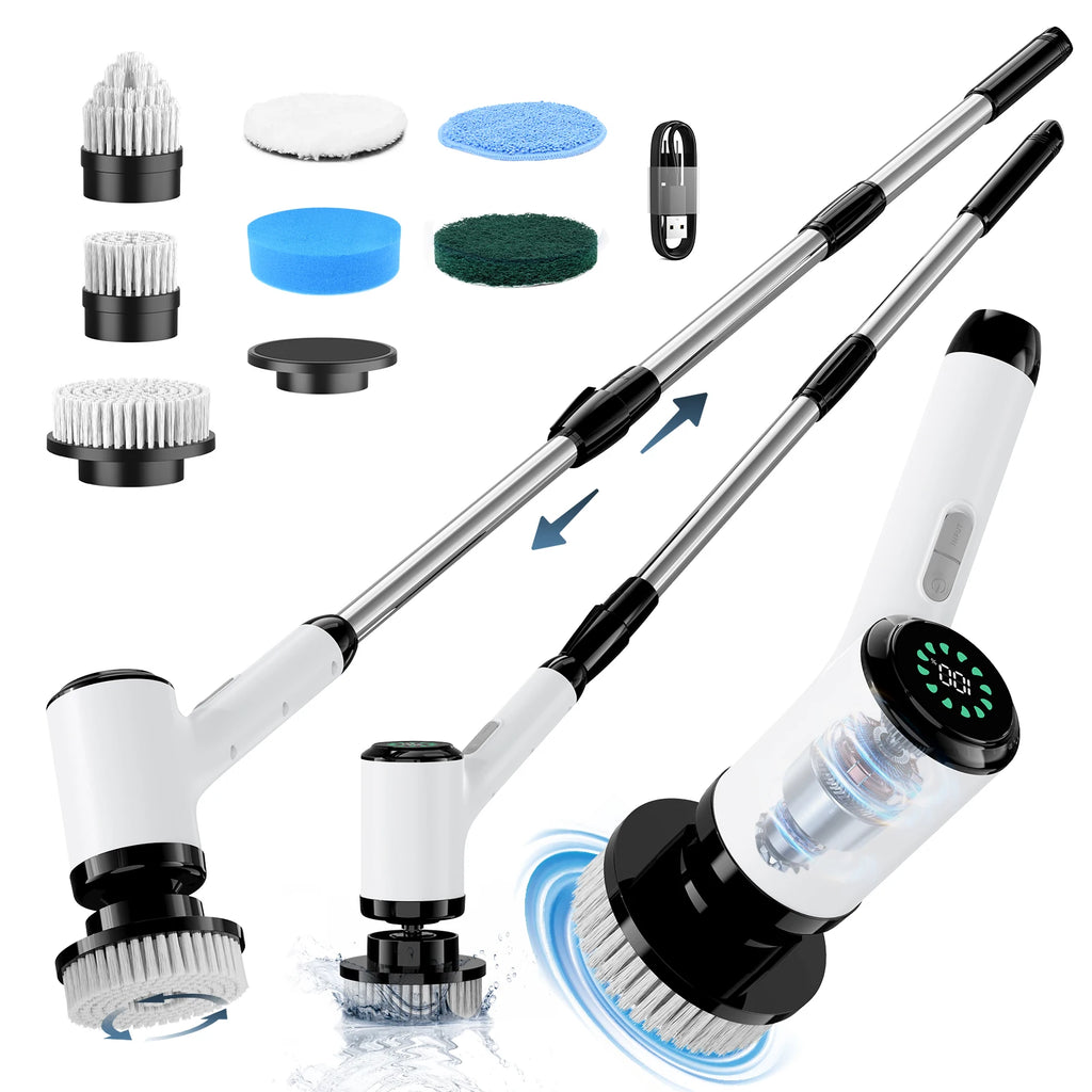 Electric Cordless Spin Scrubber Kitchen Gadgets with 7 Replaceable Brush Heads for Bathroom Kitchen Toilet Cleaning Scrubber