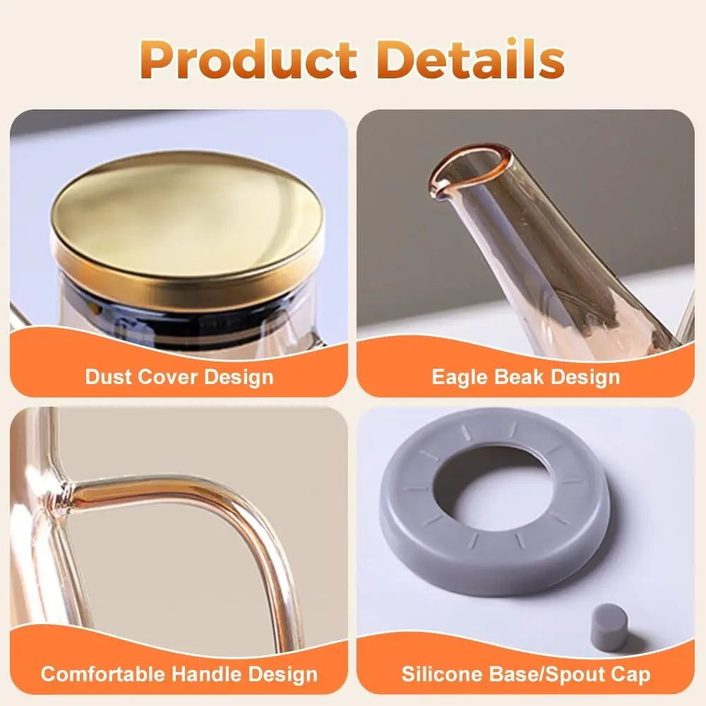 New 600/800/1000ML Oil Dispenser Bottle Food-grade Leak-Proof Glass Oil Pot Household Oil Storage Container Seasoning Bottle