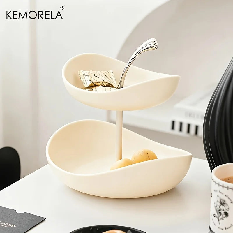 Double-Layer and Triple-Layer Ceramic Fruit Platter for home and Salon Use, Ideal for Coffee Tables, Snacks,Desserts and Display