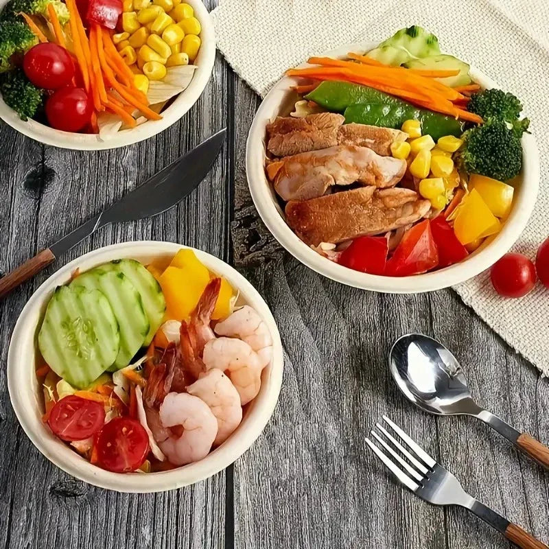 50/100PCS Brown Disposable Bowls Household Salad Bowls for Camping Tableware Kitchen Wedding Birthday Party Serving Use
