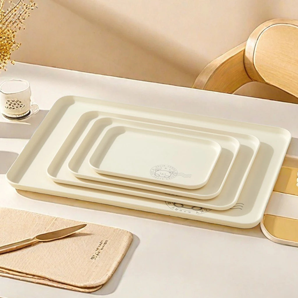 Rectangular Plastic Food Serving Tray Kitchen Organizer Stackable Fruit Dessert Plate Tea Tray Home Jjewelry Storage Tray