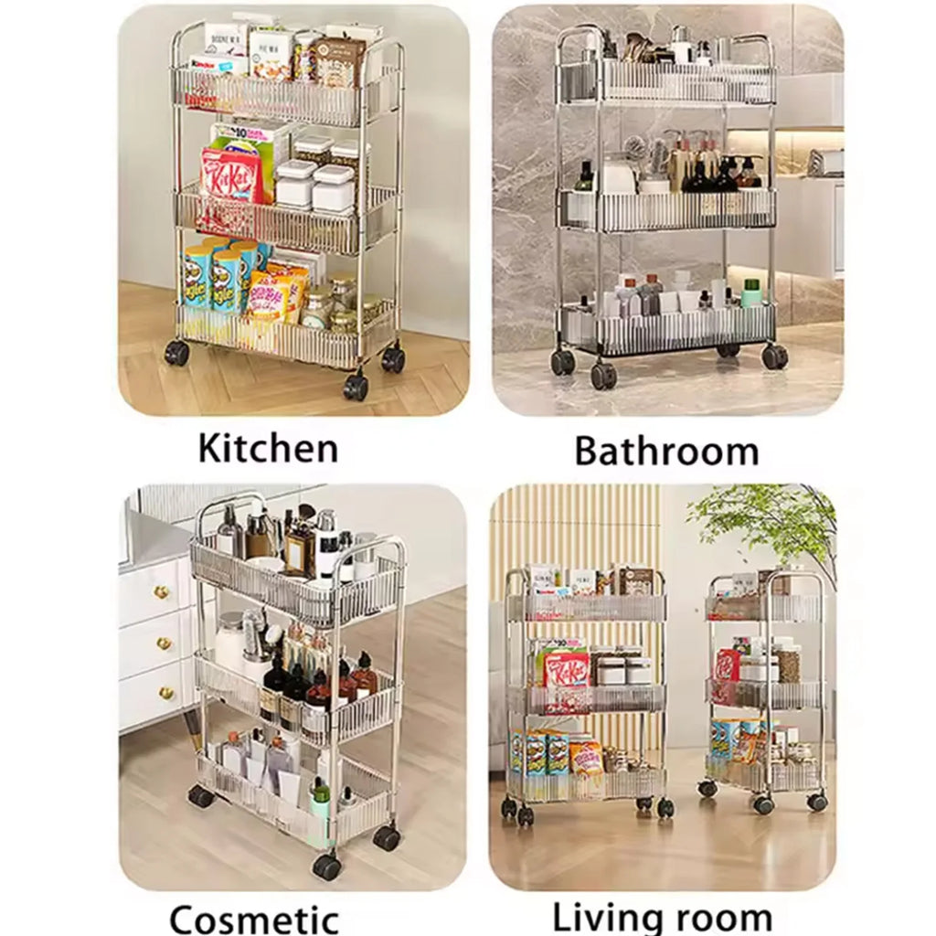 NEW Mobile Shelf with Wheel Multi-Layers Storage Rack Home Trolley for Snacks Cosmetic Sundries Organizer 3/4 Tiers Rolling Cart