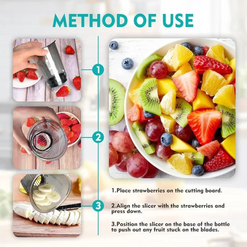 Strawberry Slicer Kitchen Tool Multi Function Fruit Vegetable Cutter with Removable Blades for Berries Mushrooms Bananas