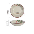 Ceramic Season Dish Japanese Flower Bird Pattern Porcelain Taste Plate Round Small Plate Dipping Saucer Dish Kitchen Tableware