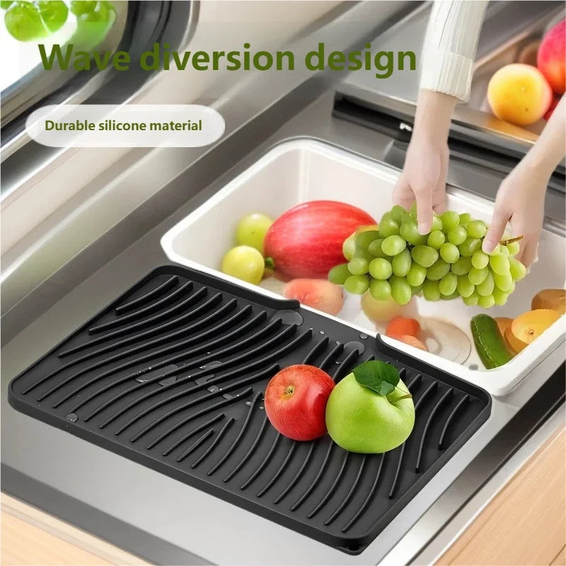 Food-grade Silicone Kitchen Drying Mat, Suitable For Fruits, Vegetables, Tableware, Bowls, Plates,And Kitchen Countertop Storage