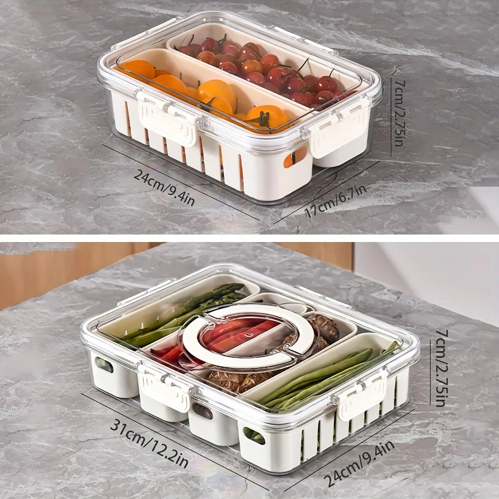 Snack Tray with Handle, Portable Snackle Box Container Veggie Serving Tray,  for Travel Party Refrigerator Organize Box