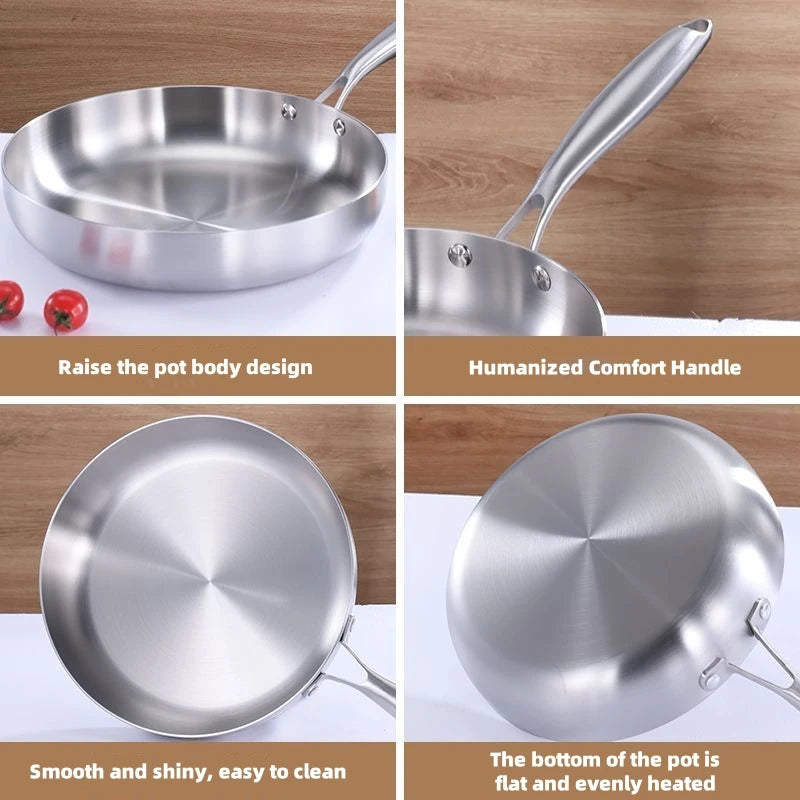 304 stainless steel frying pan, non stick pan, steak pan, uncoated frying pan, kitchen cookware