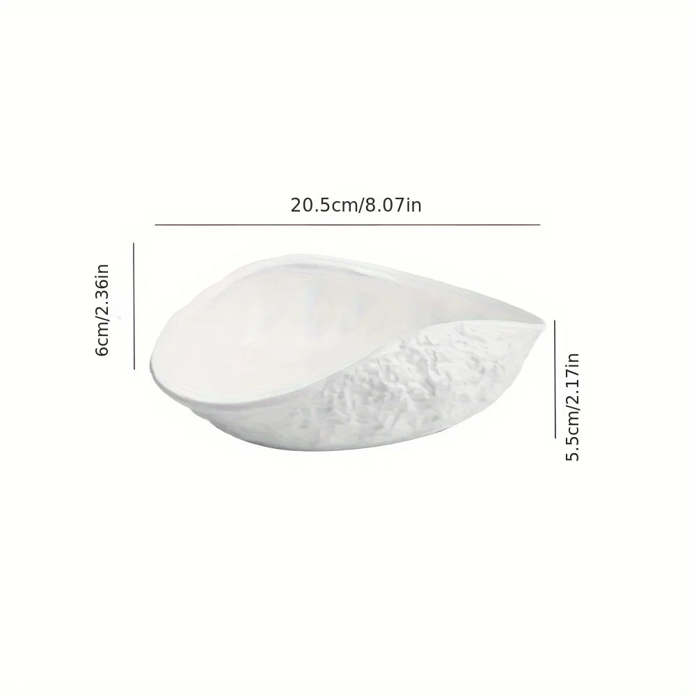 Shell Ceramic Soup Bowl Shaped Irregular Safe Serving Bowl Home Kitchen Restaurant Salad Noodle Dining Tableware Fruit Basin