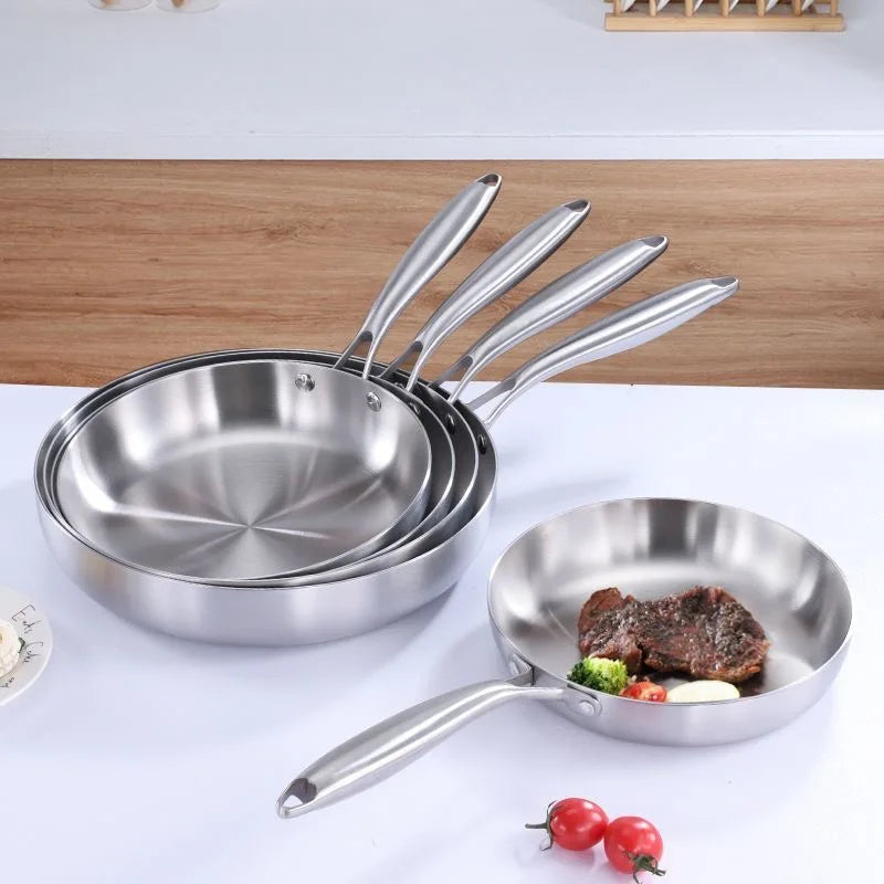 304 stainless steel frying pan, non stick pan, steak pan, uncoated frying pan, kitchen cookware