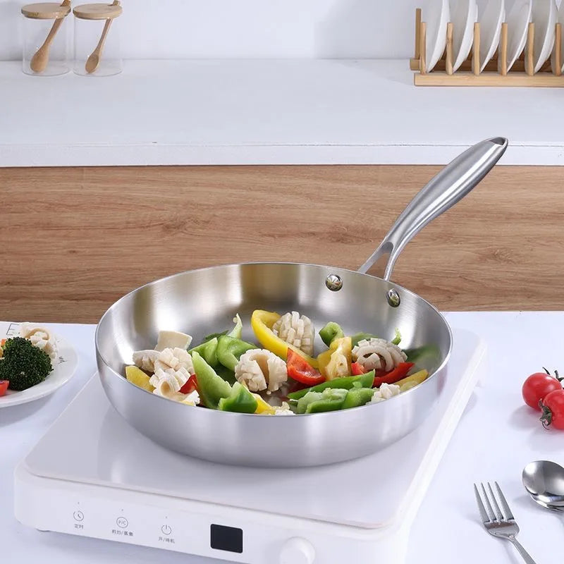 304 stainless steel frying pan, non stick pan, steak pan, uncoated frying pan, kitchen cookware