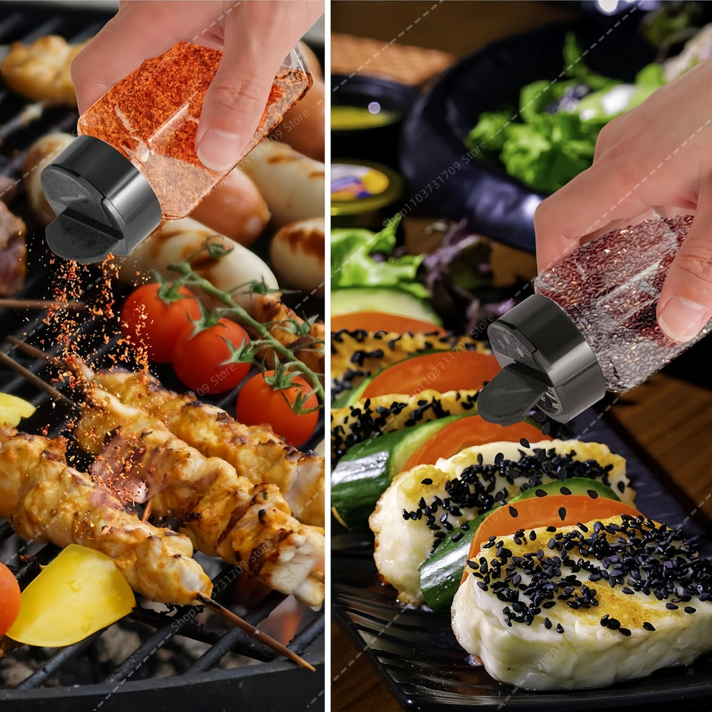 12Pcs Spice Jars with label Seasoning Containers Salt Glass Spice Jars with Black Shaker Lid Pepper Shakers Spices Container Set