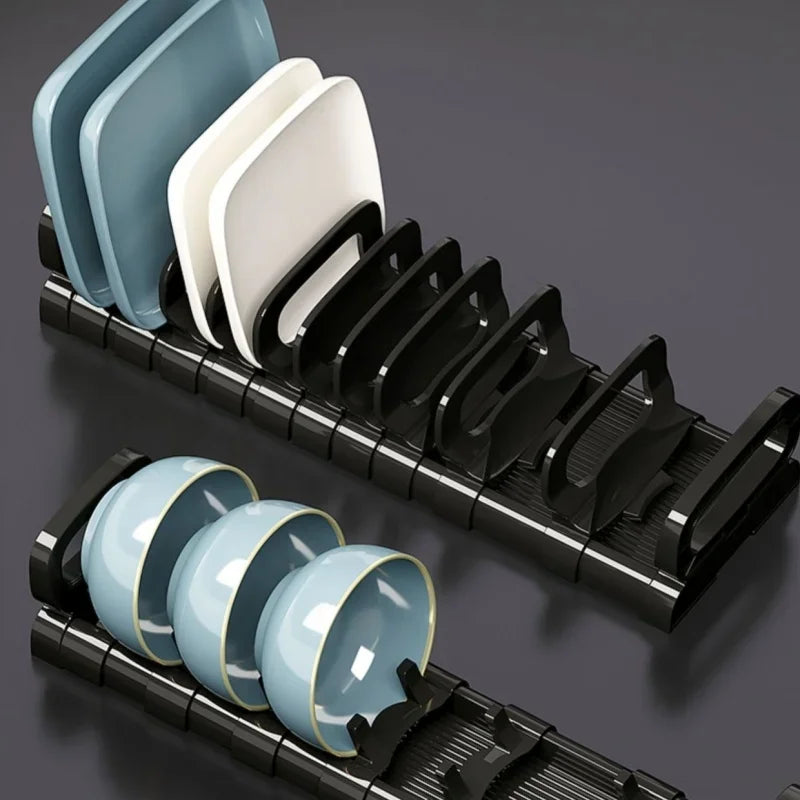 Bowls Dish Storage Rack Adjustable Buckle Kitchen Cabinet Drawer Storage Holder Dish Drain Rack Kitchen Drainage Storage Tool