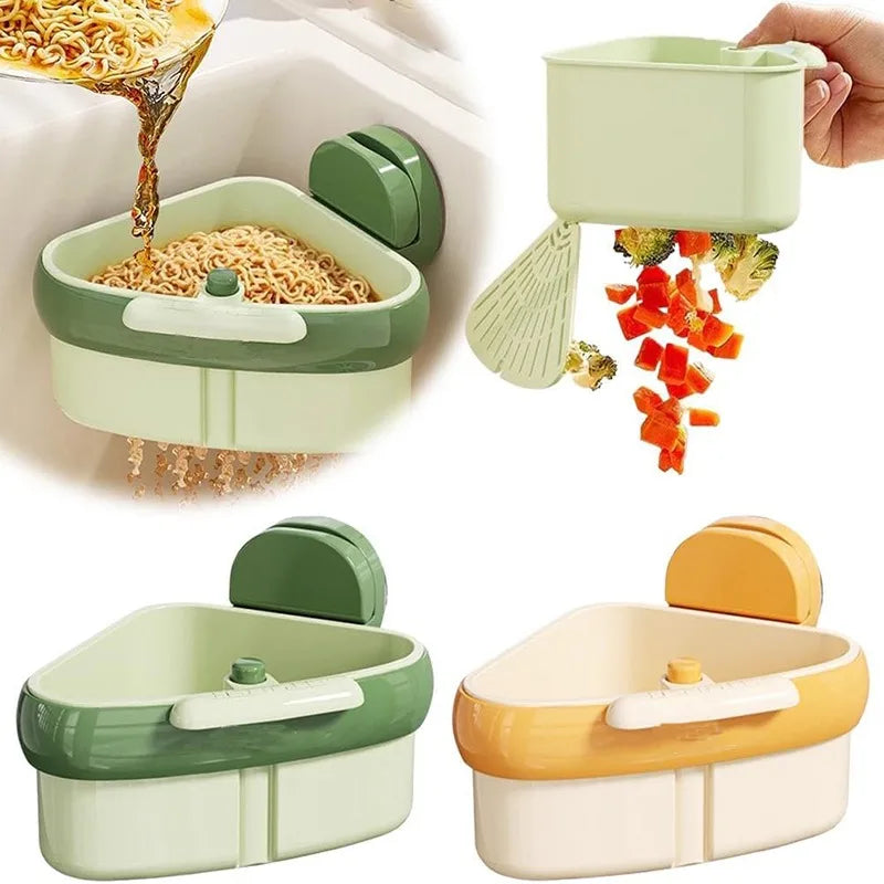 Suction Cup Sink Corner Rack Strainer Quick-Drain Self-Cleaning Sink Strainer Basket Food Waste Catcher For Kitchen Sink
