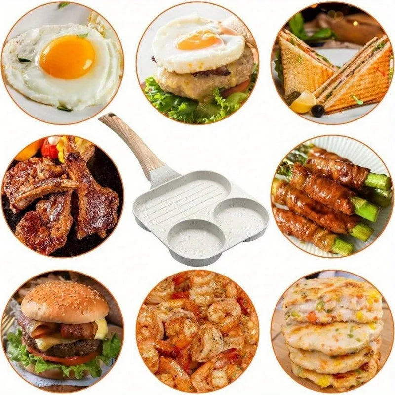Egg Pans Small Frying Pan Nonstick for Eggs 3 Section for Breakfast  Omelette Pan Egg Frying Pan Suitable for Pancake