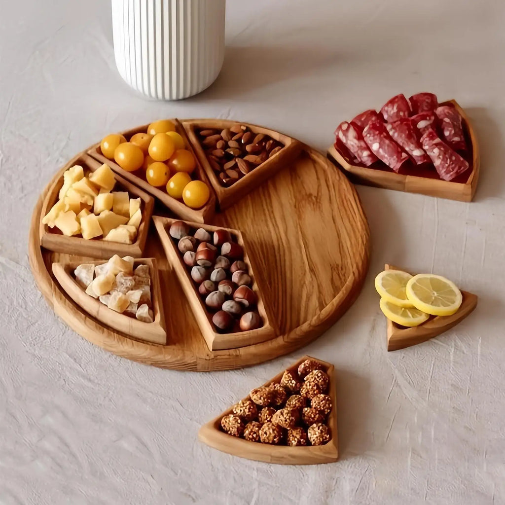 Wooden Serving Trays Snacks Charcuterie Board Party Serving Platter with Removable Compartments for Vegetable Fruit Dessert