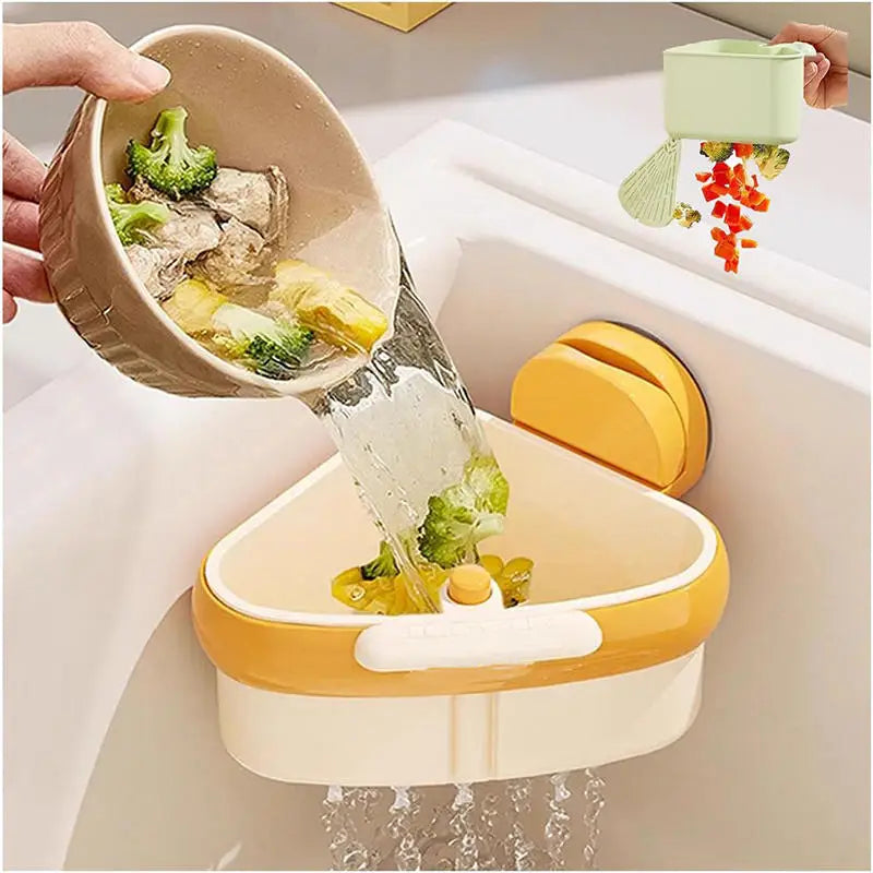 Suction Cup Sink Corner Rack Strainer Quick-Drain Self-Cleaning Sink Strainer Basket Food Waste Catcher For Kitchen Sink