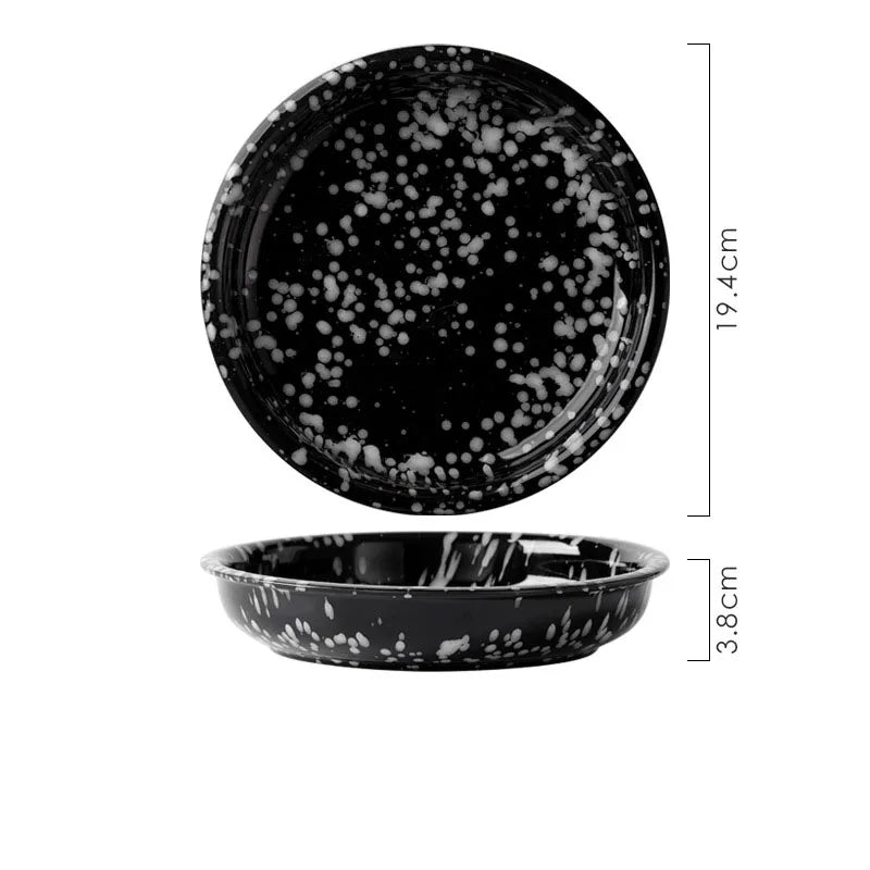 Modern Ceramic Plate Set Creative Splashing Ink Decor Breakfast Bread Plates Afternoon Tea Desktop Dessert Dish Kitchen Cutlery