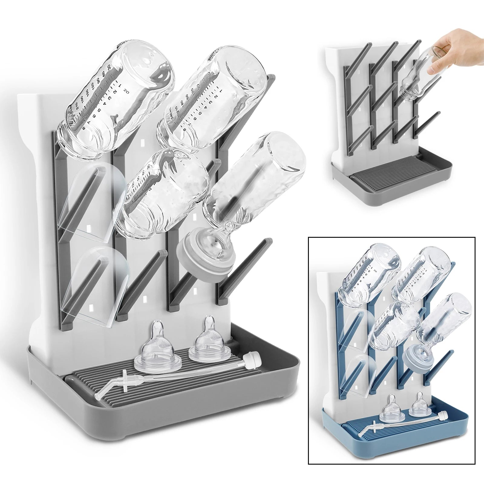 Bottle Dry Rack Baby Bottle Drain Drying Racks PP Baby Bottle Cleaning Dryer Drainer Storage Drying Rack with Bottom Drip Tray