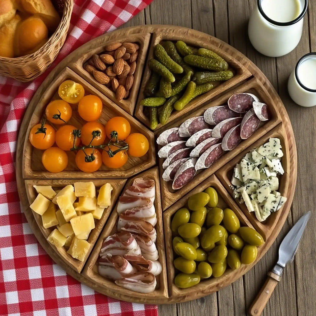 Wooden Serving Trays Snacks Charcuterie Board Party Serving Platter with Removable Compartments for Vegetable Fruit Dessert