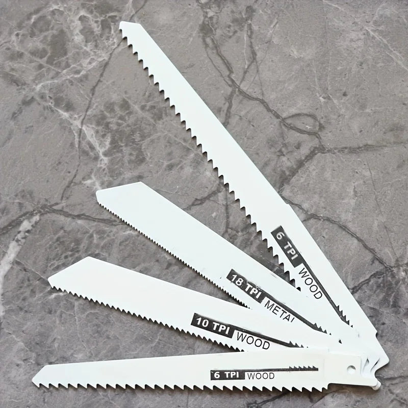 4pc Reciprocating Saw Blades Set - Wood/Metal Cutting - Coarse/Fine Teeth - High-Speed & Carbon Steel - Durable Precision Cuts
