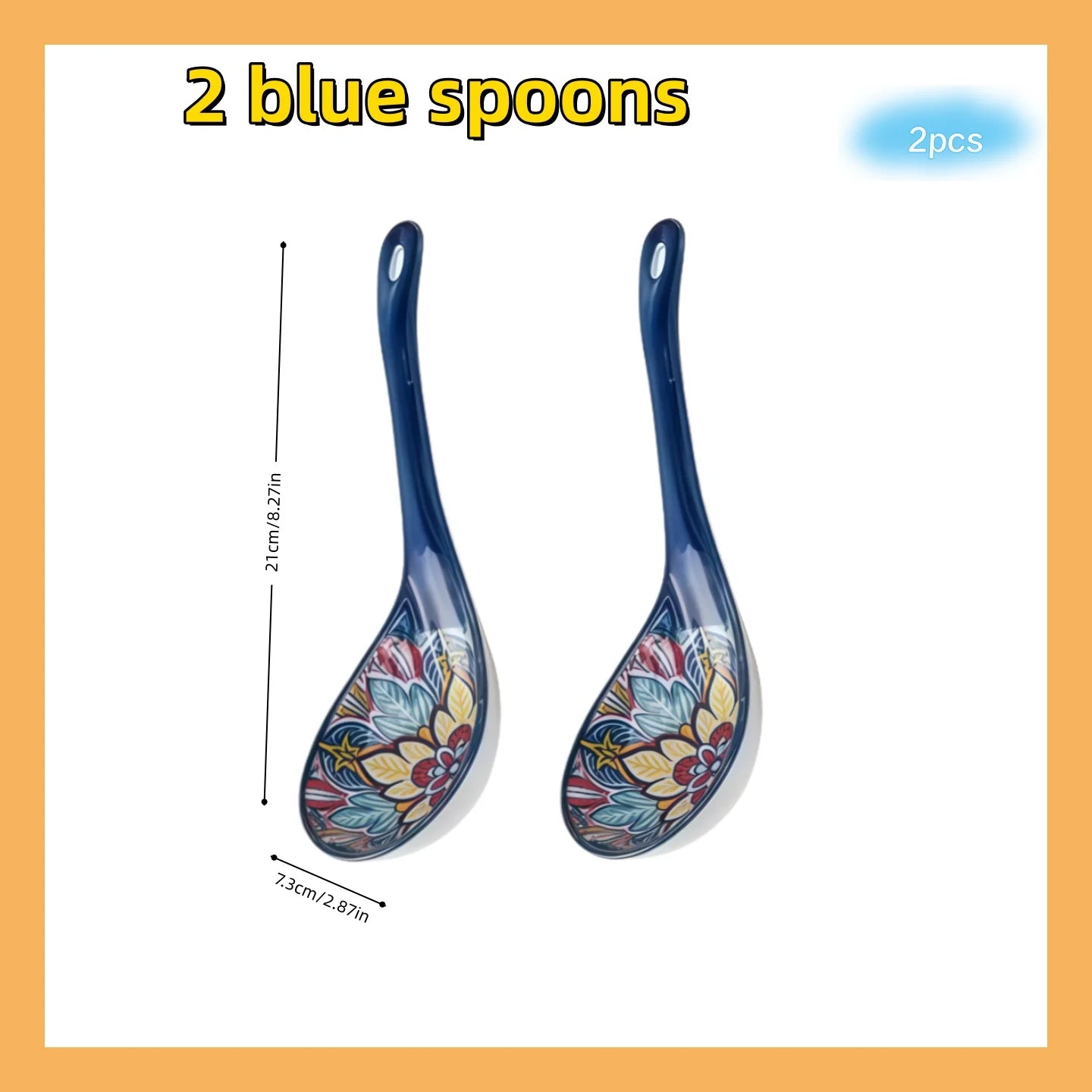 Set of 2 Bohemian Ceramic Serving Spoons - Colorful Decorative Utensils for Dining