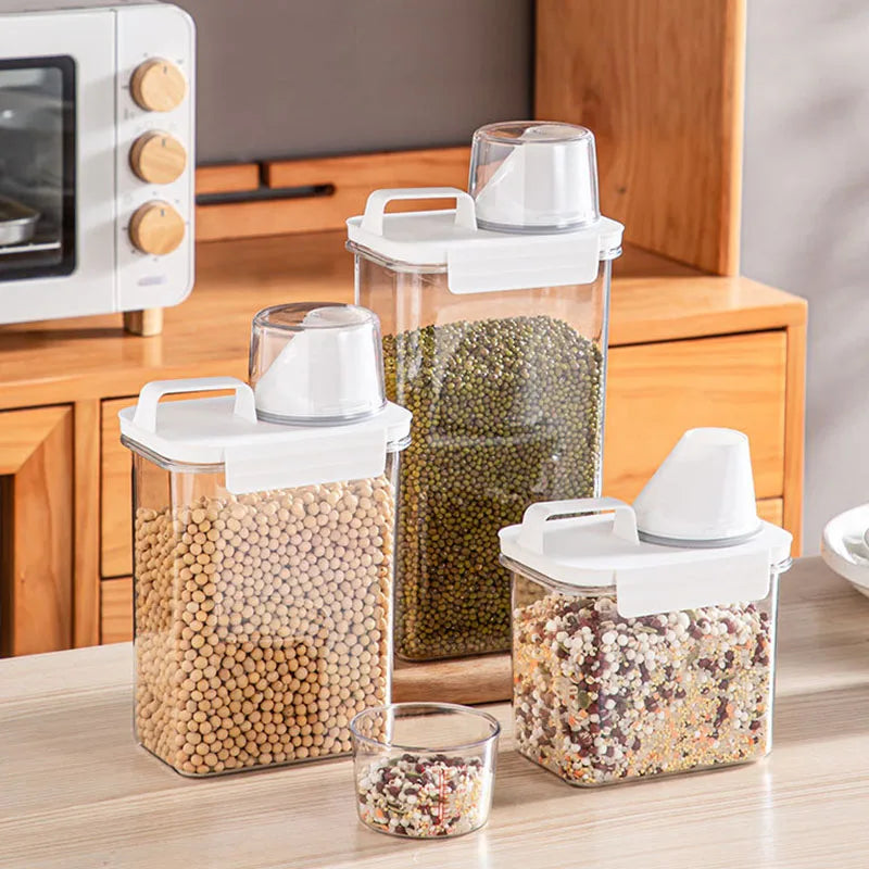 Airtight Food Storage Containers - Premium PP Plastic Canisters for Dry Goods, Grains Kitchen Pantry Organization Sealed Jars