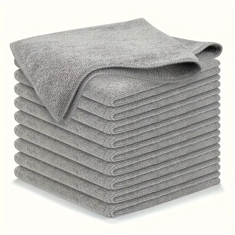 Kitchen towel, microfiber light gray cleaning cloth set, strong water absorption, soft and decontamination cloth