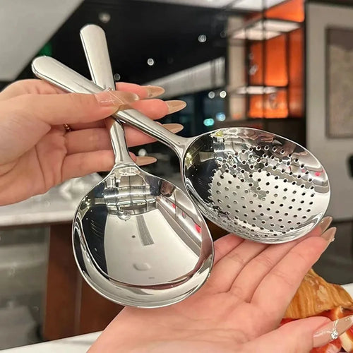 2-Piece Heavy Duty Stainless Steel Serving Spoons, Large Heat-Resistant Kitchen Ladles for Restaurant Catering Home