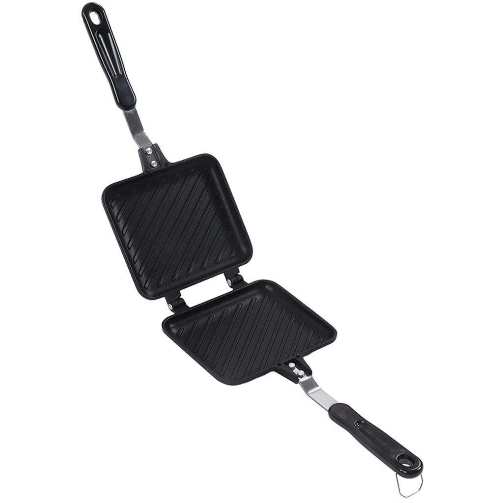 Sandwich Pan Breakfast Double Sided Frying Pan Flat Bottom Nonstick Sandwich Panini Maker Pan Pattern Grid Nonstick Panini Pan