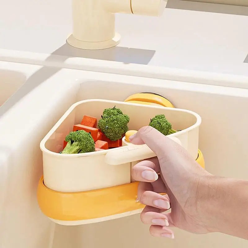 Suction Cup Sink Corner Rack Strainer Quick-Drain Self-Cleaning Sink Strainer Basket Food Waste Catcher For Kitchen Sink