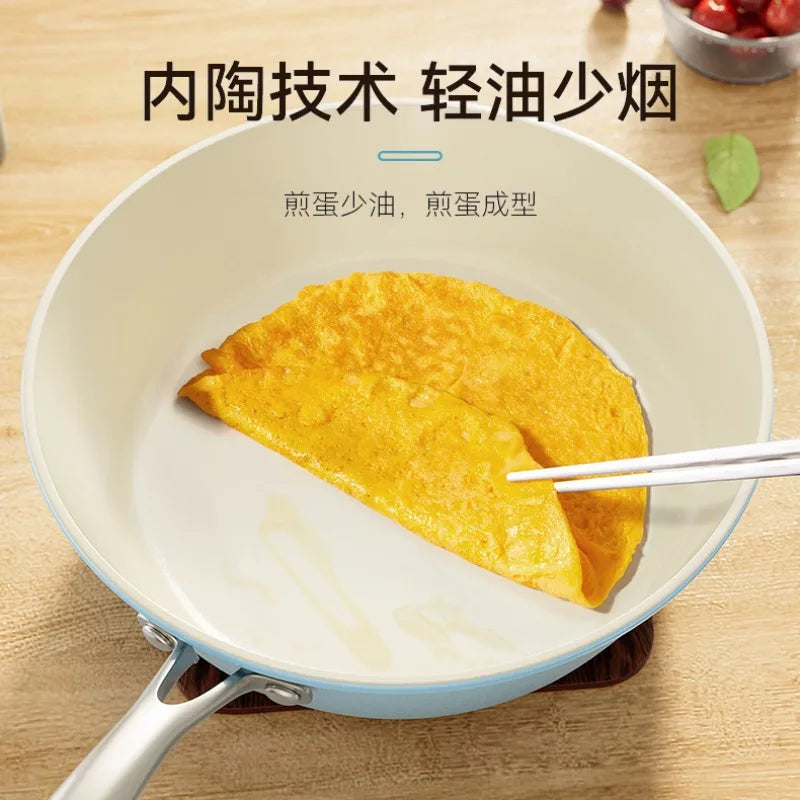 Blue ceramic frying pan, household non stick pan, frying pan, non picking stove, frying pan, wholesale