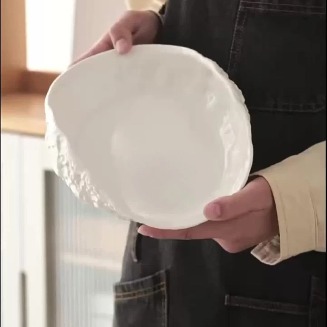 Shell Ceramic Soup Bowl Shaped Irregular Safe Serving Bowl Home Kitchen Restaurant Salad Noodle Dining Tableware Fruit Basin