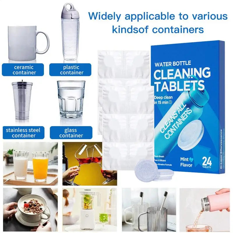 Water Bottle Cleaning Tablets Scale Cleaning Effervescent Tablets Decontamination Descaling Kettle Cleaning Kitchen Cleaner