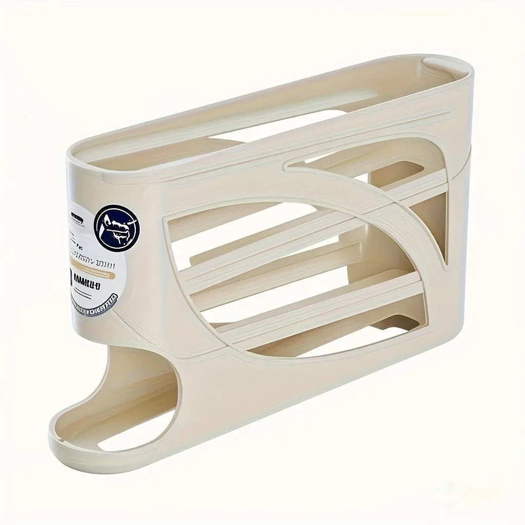 Fridge Egg Holder - 4-Tier Slide-Out Rack for 30 Eggs | Space-Saving Kitchen Organizer | Ergonomic Handle & Anti-Collision Rails