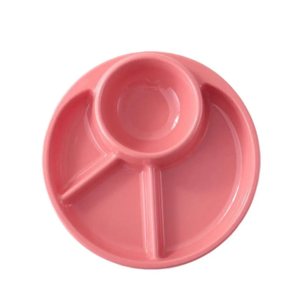 Round Dinner Divided Plates 4 Grids Plastic Compartment Serving Tray Japanese-style Fall-resistant Breakfast Plate Snacks