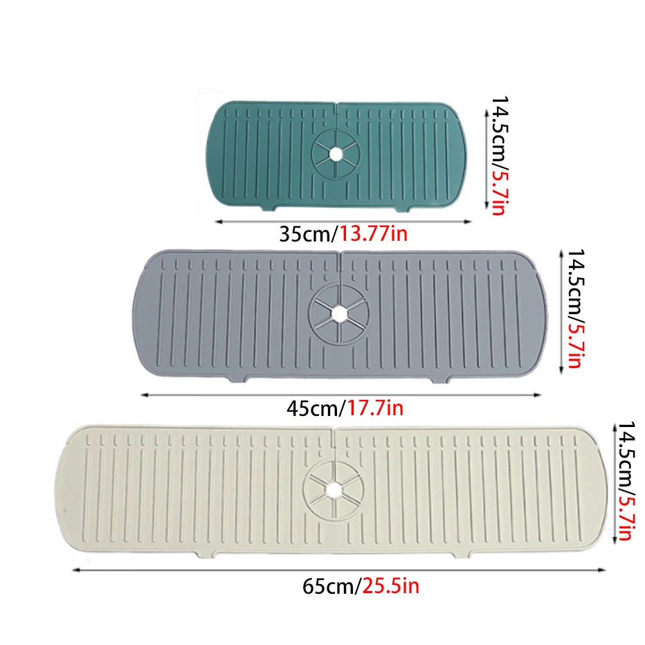 Kitchen Silicone Faucet Mat  Water Ripples  Faucet Water Catcher Mat Large Sink Splash Pad Countertop Protector Bathroom