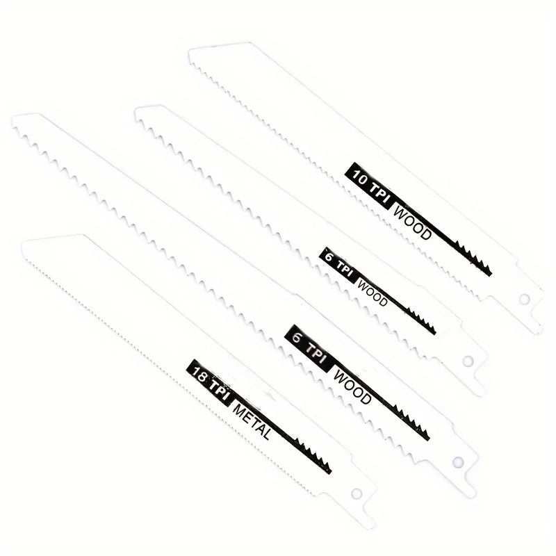 4pc Reciprocating Saw Blades Set - Wood/Metal Cutting - Coarse/Fine Teeth - High-Speed & Carbon Steel - Durable Precision Cuts