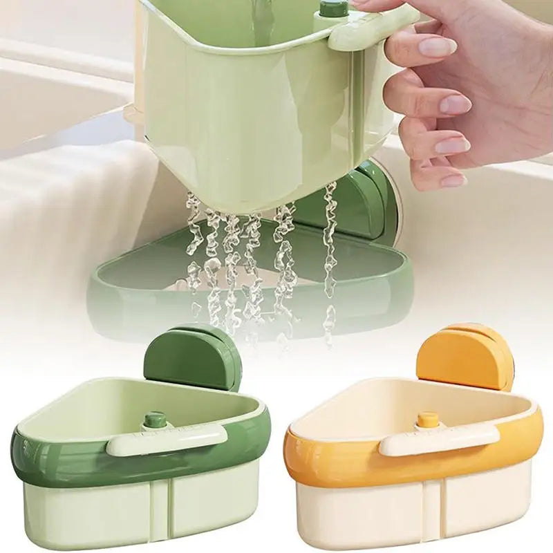 Suction Cup Sink Corner Rack Strainer Quick-Drain Self-Cleaning Sink Strainer Basket Food Waste Catcher For Kitchen Sink