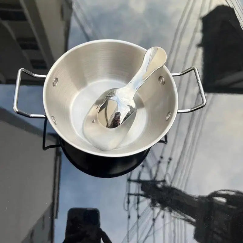 Superior Stainless Steel Food Serving Bowl; Handy Handle for Rice, Wine & Sauces