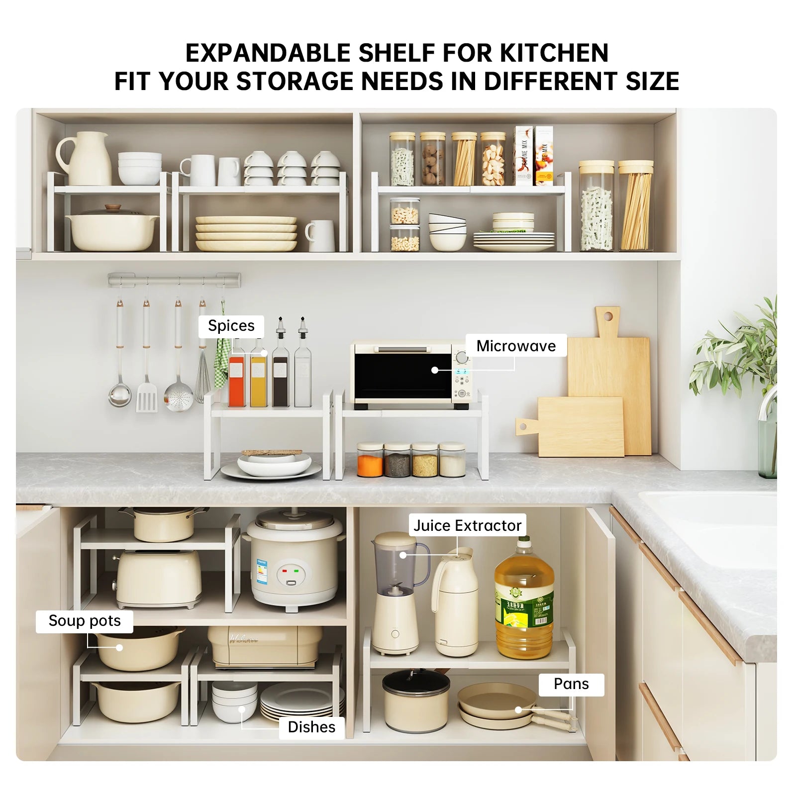 Kitchen Storage Rack under the Sink, Layered Shelf in the Cabinet, Countertop, Extendable Cabinet, Dish Storage Rack for Home Use